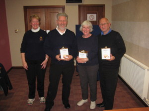 Opening Bonspiel 2015 Winners - Bob T's Rink, Hugh Campbell & June Faulds Who Took The 'Buscuit'!